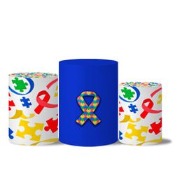 Trio de Capas de Cilindros Veste Fácil C/ Elástico Tema Abril Azul - 7632 - ESTAMPARIA NET 