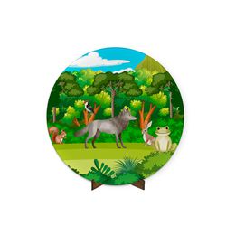 Painel Redondo 50x50 Veste Fácil C/ Elástico Tema Bichinhos da Floresta - 7540 - ESTAMPARIA NET 