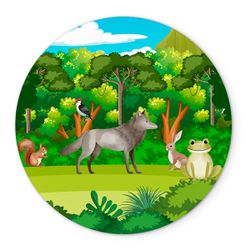 Painel Redondo Veste Fácil C/ Elástico 1,50x1,50 Tema Bichinhos da Floresta - 7540 - ESTAMPARIA NET 