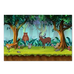 Painel Retangular Horizontal 2,20x1,50 Tema Bichinhos da Floresta - 7540 - ESTAMPARIA NET 