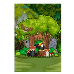 Painel Retangular Passa Varão 1,50x2,20 Tema Bichinhos da Floresta - 7540 - ESTAMPARIA NET 