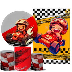 Kit Casado Veste Fácil Trio de Capas Cilindros + Painel Redondo + Painel Retangular Tema Carro de Corrida 2 - 7556 - ESTAMPARIA NET 