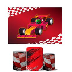 Trio de Capas Cilindros Veste Fácil + Painel Retangular Horizontal Tema Carro de Corrida 2 - 7556 - ESTAMPARIA NET 