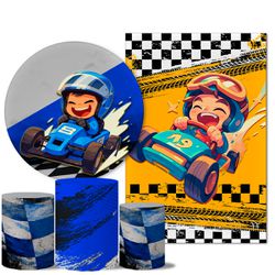 Kit Casado Veste Fácil Trio de Capas Cilindros + Painel Redondo + Painel Retangular Tema Carro de Corrida 3 - 7557 - ESTAMPARIA NET 
