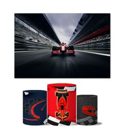 Trio de Capas Cilindros Veste Fácil + Painel Retangular Horizontal Tema Carro de Corrida - 7532 - ESTAMPARIA NET 