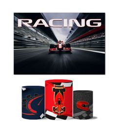 Trio de Capas Cilindros Veste Fácil + Painel Retangular Horizontal Tema Carro de Corrida - 7532 - ESTAMPARIA NET 