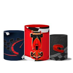 Trio de Capas de Cilindros Veste Fácil C/ Elástico Tema Carro de Corrida - 7532 - ESTAMPARIA NET 