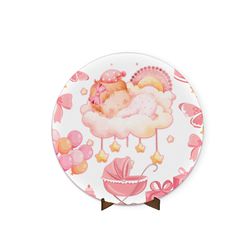 Painel Redondo 50x50 Veste Fácil C/ Elástico Tema Chá de Bebê Menina - 7545 - ESTAMPARIA NET 