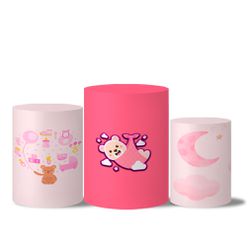 Trio de Capas de Cilindros Veste Fácil C/ Elástico Tema Chá de Bebê Menina - 7545 - ESTAMPARIA NET 