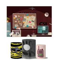 Trio de Capas Cilindros Veste Fácil + Painel Retangular Horizontal Tema CSI - 7537 - ESTAMPARIA NET 