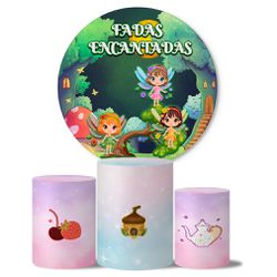 Trio de Capas Cilindros + Painel Veste Fácil Tema Fadas Encantadas - 7549 - ESTAMPARIA NET 