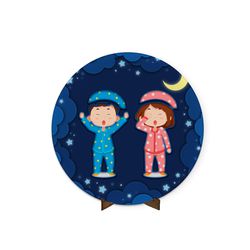 Painel Redondo 50x50 Veste Fácil C/ Elástico Tema Festa do Pijama - 7548 - ESTAMPARIA NET 