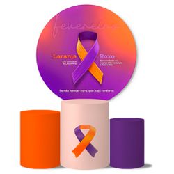 Trio de Capas Cilindros + Painel Veste Fácil Tema Fevereiro Laranja e Roxo - 7631 - ESTAMPARIA NET 