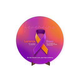 Painel Redondo 50x50 Veste Fácil C/ Elástico Tema Fevereiro Laranja e Roxo - 7631 - ESTAMPARIA NET 