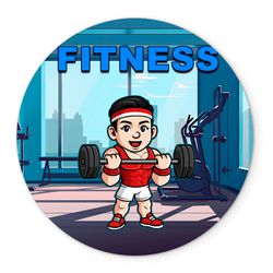 Painel Redondo Veste Fácil C/ Elástico 1,50x1,50 Tema Fitness 2 - 7553 - ESTAMPARIA NET 