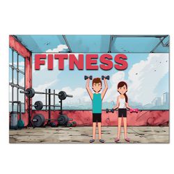Painel Retangular Horizontal 2,20x1,50 Tema Fitness 2 - 7553 - ESTAMPARIA NET 