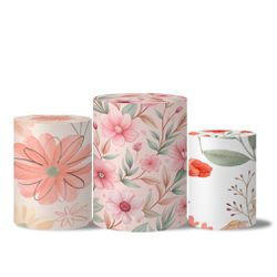 Trio de Capas de Cilindros Veste Fácil C/ Elástico Tema Floral 17 - 7547 - ESTAMPARIA NET 