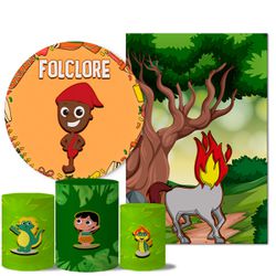 Kit Casado Veste Fácil Trio de Capas Cilindros + Painel Redondo + Painel Retangular Tema Folclore 2 - 7552 - ESTAMPARIA NET 