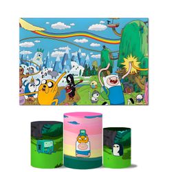 Trio de Capas Cilindros Veste Fácil + Painel Retangular Horizontal Tema Hora de Aventura 2 - 7554 - ESTAMPARIA NET 