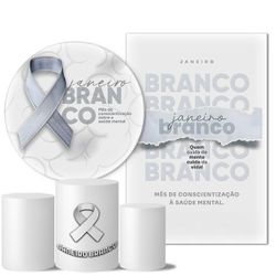 Kit Casado Veste Fácil Trio de Capas Cilindros + Painel Redondo + Painel Retangular Tema Janeiro Branco 2 - 7630 - ESTAMPARIA NET 