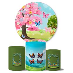 Trio de Capas Cilindros + Painel Veste Fácil Tema Jardim Encantado 9 - 7542 - ESTAMPARIA NET 