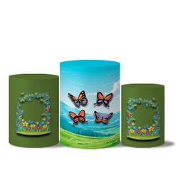 Trio de Capas de Cilindros Veste Fácil C/ Elástico Tema Jardim Encantado 9 - 7542 - ESTAMPARIA NET 