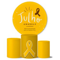 Trio de Capas Cilindros + Painel Veste Fácil Tema Julho Amarelo - 7643 - ESTAMPARIA NET 