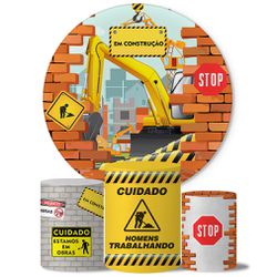 Trio de Capas Cilindros + Painel Veste Fácil Tema Construção 2 - 7674 - ESTAMPARIA NET 