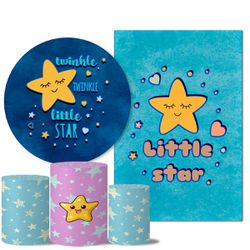 Kit Casado Veste Fácil Trio de Capas Cilindros + Painel Redondo + Painel Retangular Tema Little Star - 7558 - ESTAMPARIA NET 