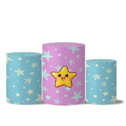 Trio de Capas de Cilindros Veste Fácil C/ Elástico Tema Little Star - 7558 - ESTAMPARIA NET 