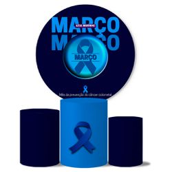 Trio de Capas Cilindros + Painel Veste Fácil Tema Março Azul Marinho - 7646 - ESTAMPARIA NET 