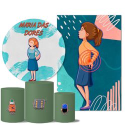 Kit Casado Veste Fácil Trio de Capas Cilindros + Painel Redondo + Painel Retangular Tema Maria Das Dores - 7564 - ESTAMPARIA NET 