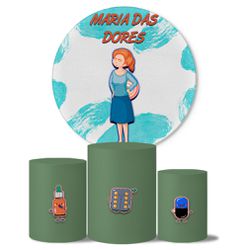 Trio de Capas Cilindros + Painel Veste Fácil Tema Maria das Dores - 7564 - ESTAMPARIA NET 