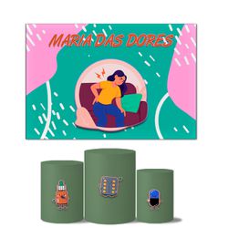 Trio de Capas Cilindros Veste Fácil + Painel Retangular Horizontal Tema Maria Das Dores - 7564 - ESTAMPARIA NET 