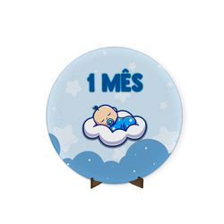 Painel Redondo 50x50 Veste Fácil C/ Elástico Tema Mêsversário Azul - 7550 - ESTAMPARIA NET 