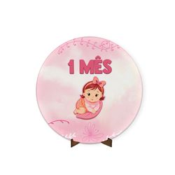 Painel Redondo 50x50 Veste Fácil C/ Elástico Tema Mêsversário Rosa - 7551 - ESTAMPARIA NET 