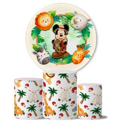 Trio de Capas Cilindros + Painel Veste Fácil Tema Mickey Safari 3 - 7560 - ESTAMPARIA NET 