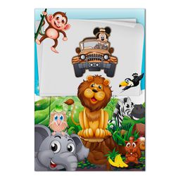 Painel Retangular Passa Varão 1,50x2,20 Tema Mickey Safari 3 - 7560 - ESTAMPARIA NET 