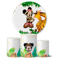 Trio de Capas Cilindros + Painel Veste Fácil Tema Minnie Safari 1 - 7561 - ESTAMPARIA NET 
