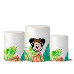 Trio de Capas de Cilindros Veste Fácil C/ Elástico Tema Minnie Safari 1 - 7561 - ESTAMPARIA NET 