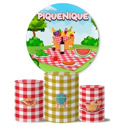 Trio de Capas Cilindros + Painel Veste Fácil Tema Piquenique - 7546 - ESTAMPARIA NET 