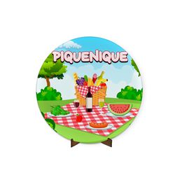 Painel Redondo 50x50 Veste Fácil C/ Elástico Tema Piquenique - 7546 - ESTAMPARIA NET 