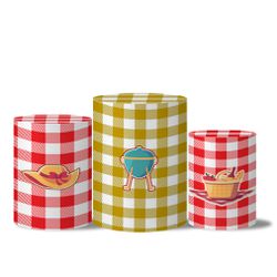 Trio de Capas de Cilindros Veste Fácil C/ Elástico Tema Piquenique - 7546 - ESTAMPARIA NET 