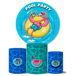 Trio de Capas Cilindros + Painel Veste Fácil Tema Pool Party 7 - 7562 - ESTAMPARIA NET 
