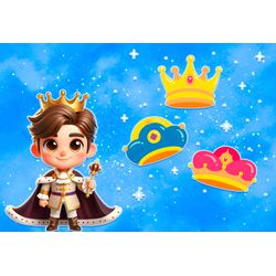 Painel Retangular Passa Varão 1,50x2,20 Tema Príncipe Cute - 7530 - ESTAMPARIA NET 