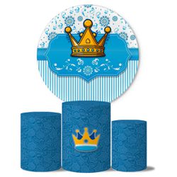 Trio de Capas Cilindros + Painel Veste Fácil Tema Realeza Azul 2 - 7565 - ESTAMPARIA NET 