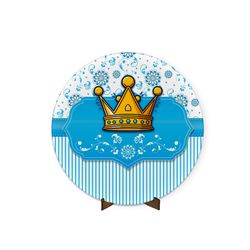 Painel Redondo 50x50 Veste Fácil C/ Elástico Tema Realeza Azul 2 - 7565 - ESTAMPARIA NET 