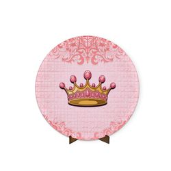 Painel Redondo 50x50 Veste Fácil C/ Elástico Tema Realeza Rosa 2 - 7559 - ESTAMPARIA NET 