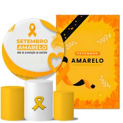 Kit Casado Veste Fácil Trio de Capas Cilindros + Painel Redondo + Painel Retangular Tema Setembro Amarelo 2 - 7637 - ESTAMPARIA NET 