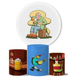 Trio de Capas Cilindros + Painel Veste Fácil Tema Velho do Bar - 7538 - ESTAMPARIA NET 